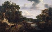 Jacob van Ruisdael Landscape with a footbridge Spain oil painting artist